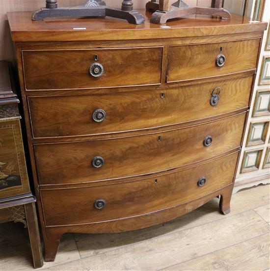 An early 19th century mahogany bowfront chest, W.105cm